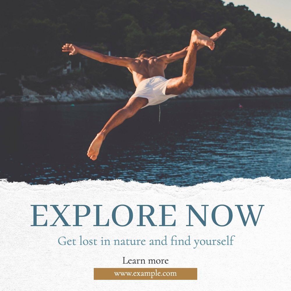 Explore now Instagram post template, editable design