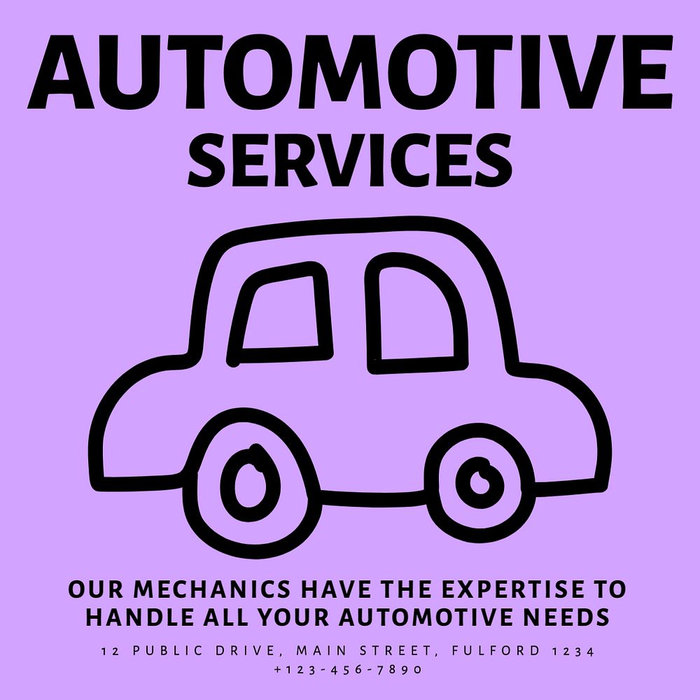 Auto services Instagram post template, editable text