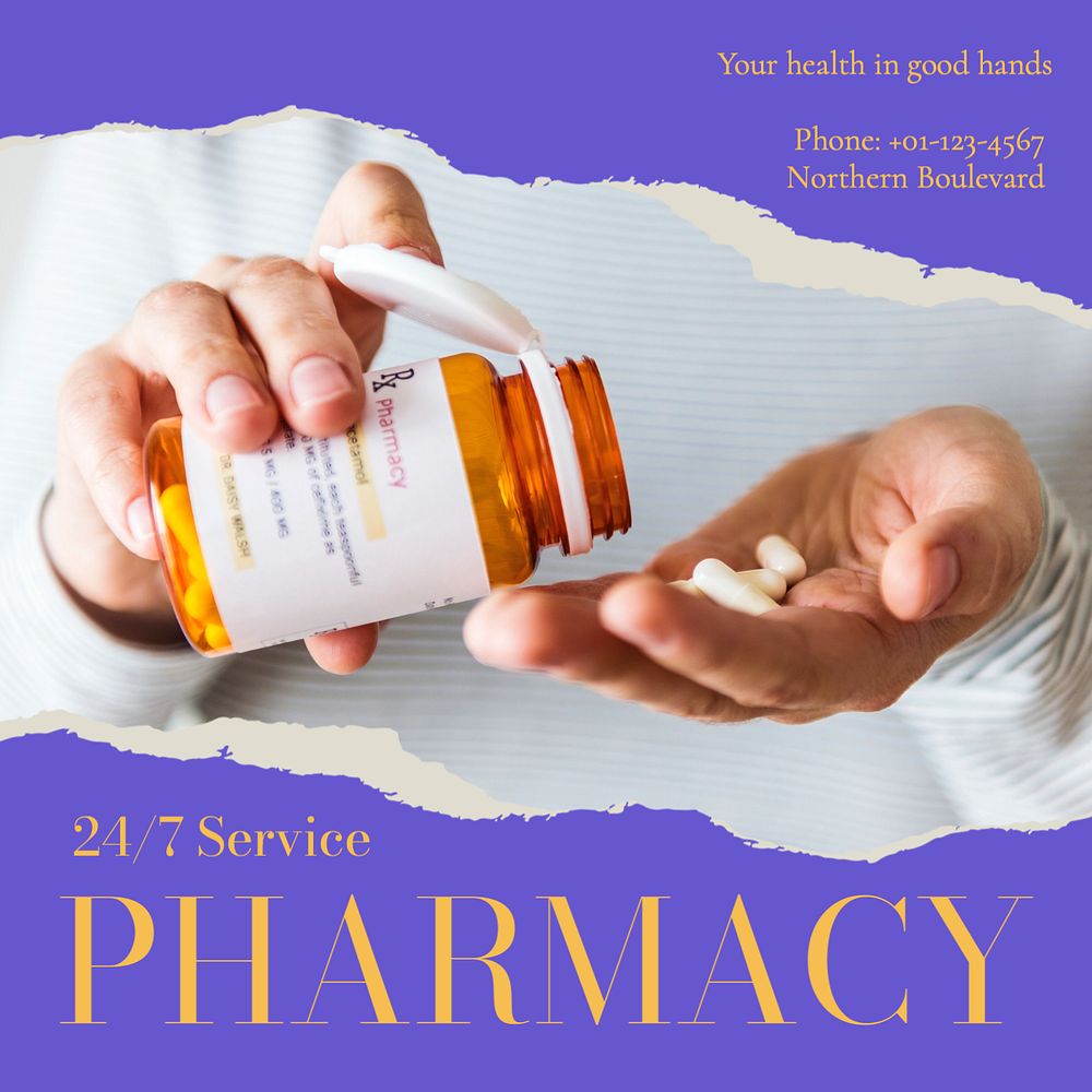 Pharmacy Instagram post template, editable text