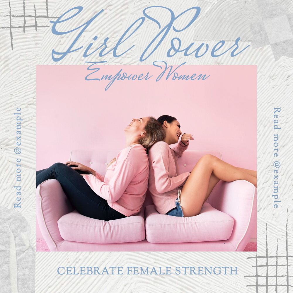 Girl power Instagram post template, editable text