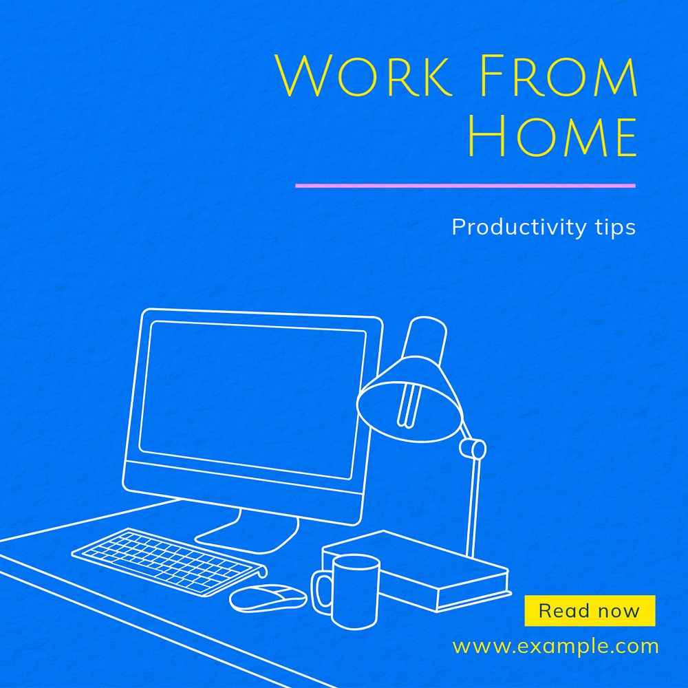 Work from home Instagram post template, editable text