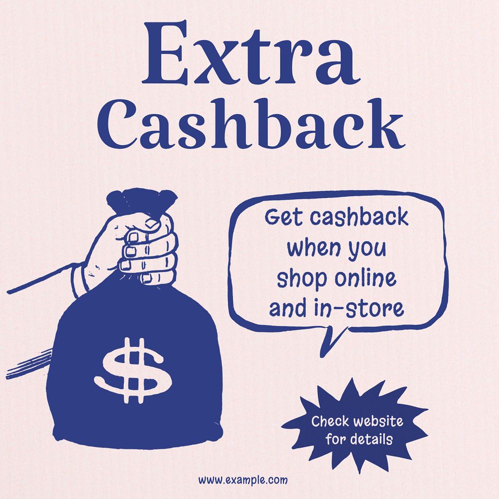 Cashback Instagram post template, editable text