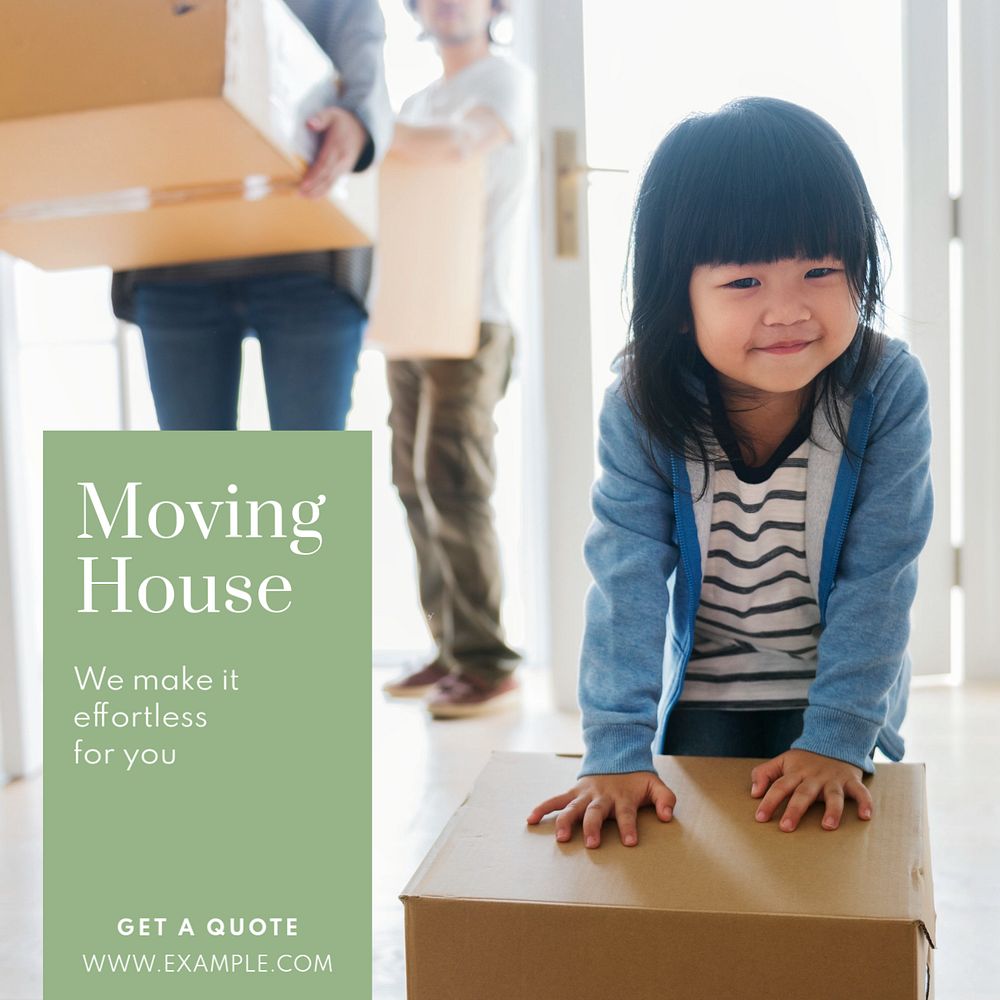 Moving house Instagram post template, editable text