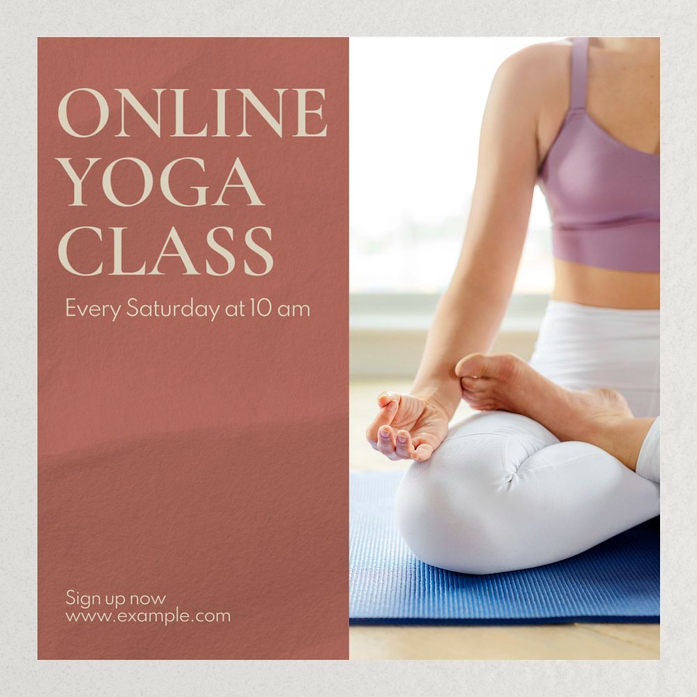 Online yoga class Instagram post template, editable text