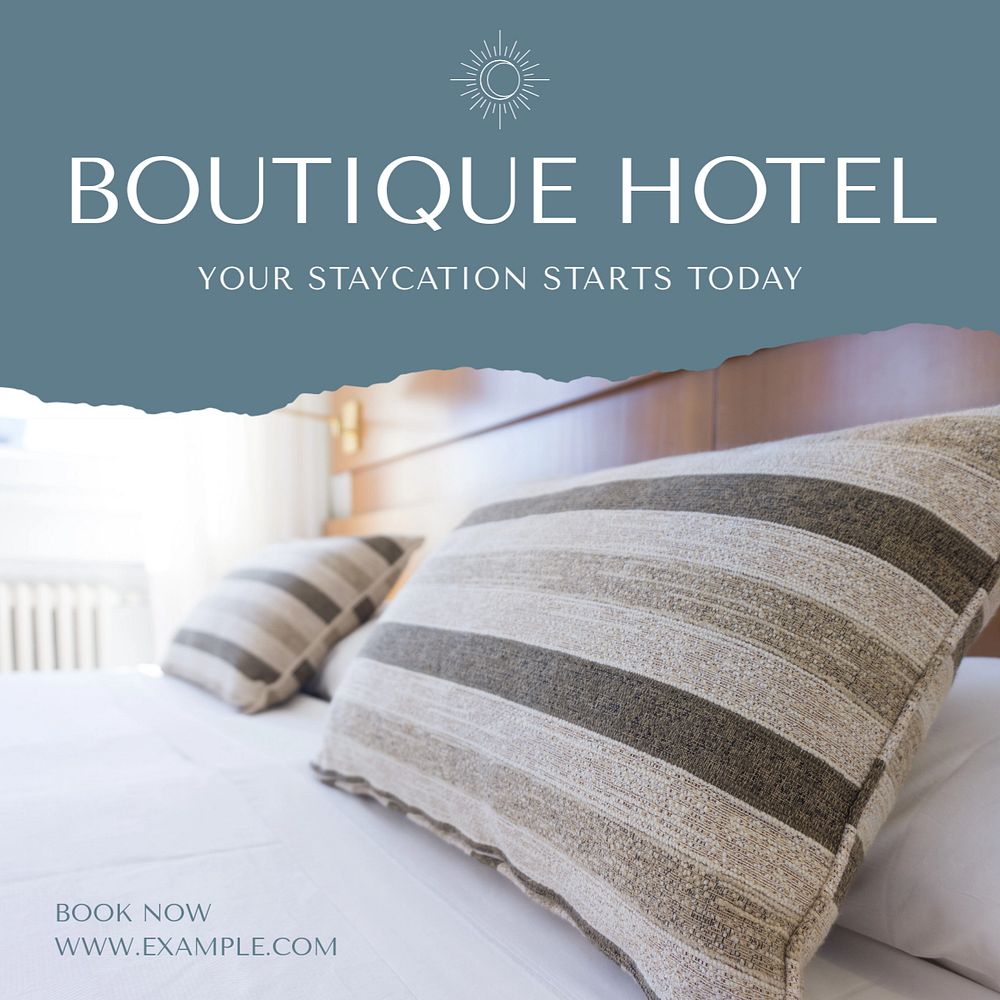 Boutique hotel Instagram post template, editable text