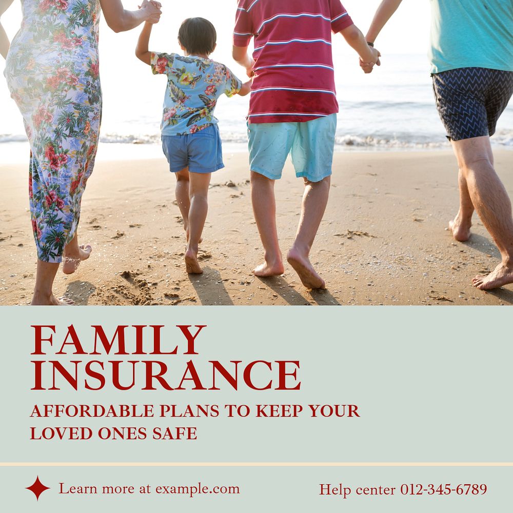 Family insurance Instagram post template, editable text