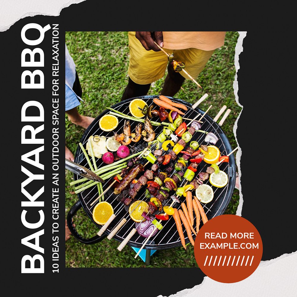 Backyard BBQ Instagram post template, editable text