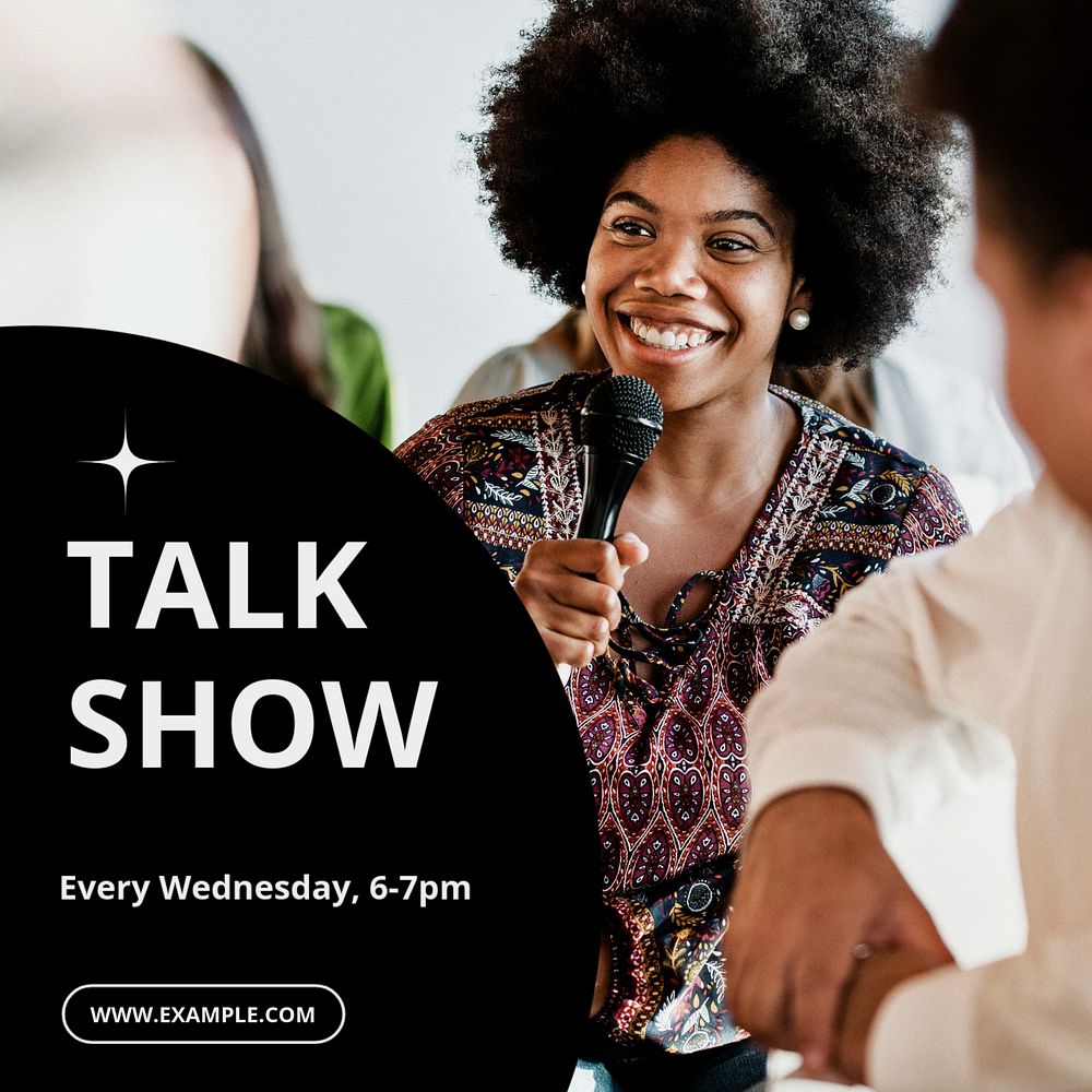 Talk show Instagram post template, editable text