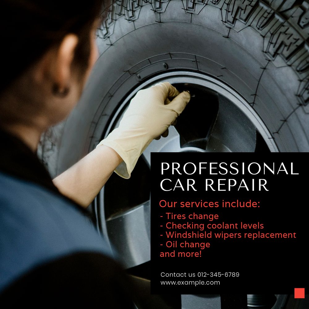 Professional car repair Instagram post template, editable text