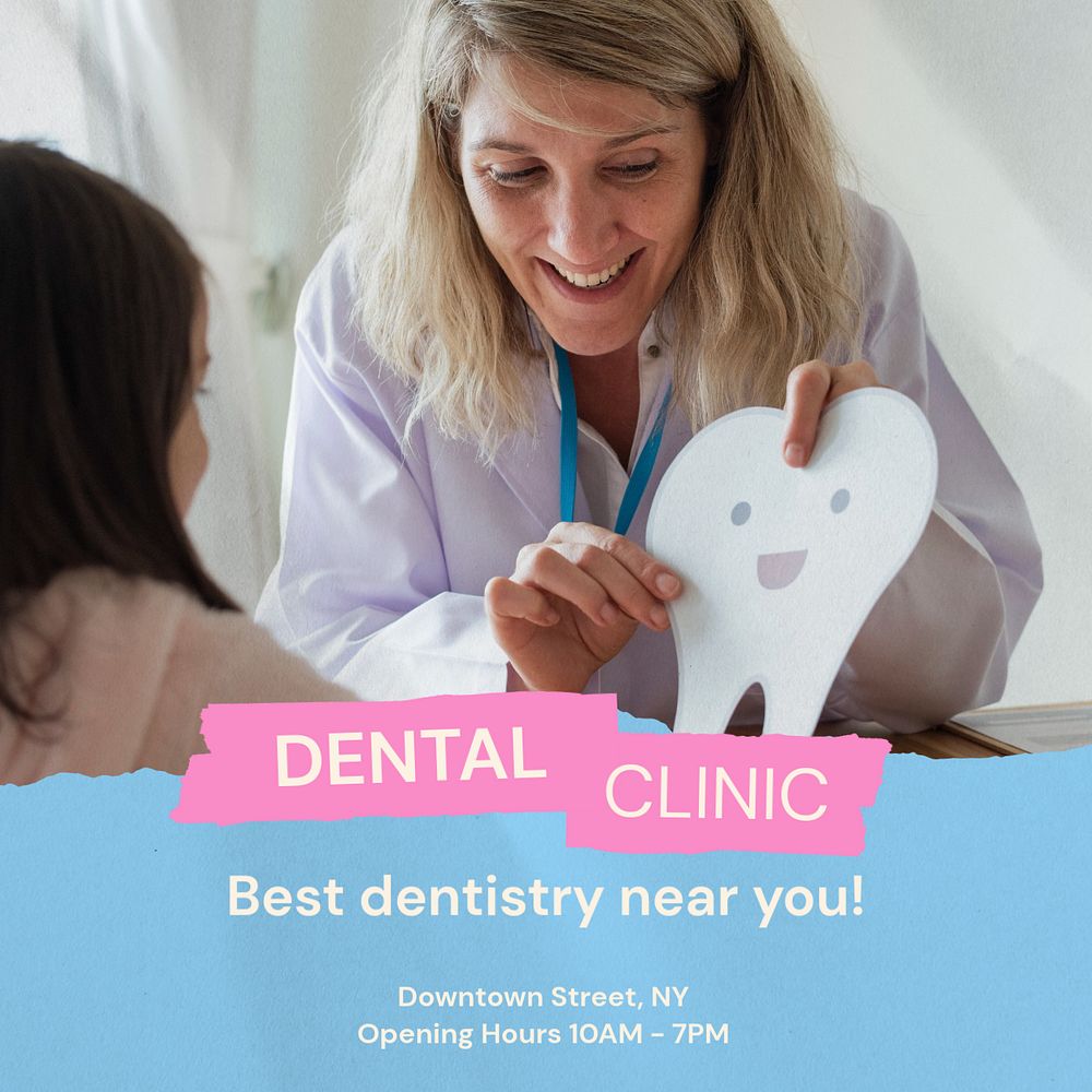 Dental clinic Instagram post template, editable text