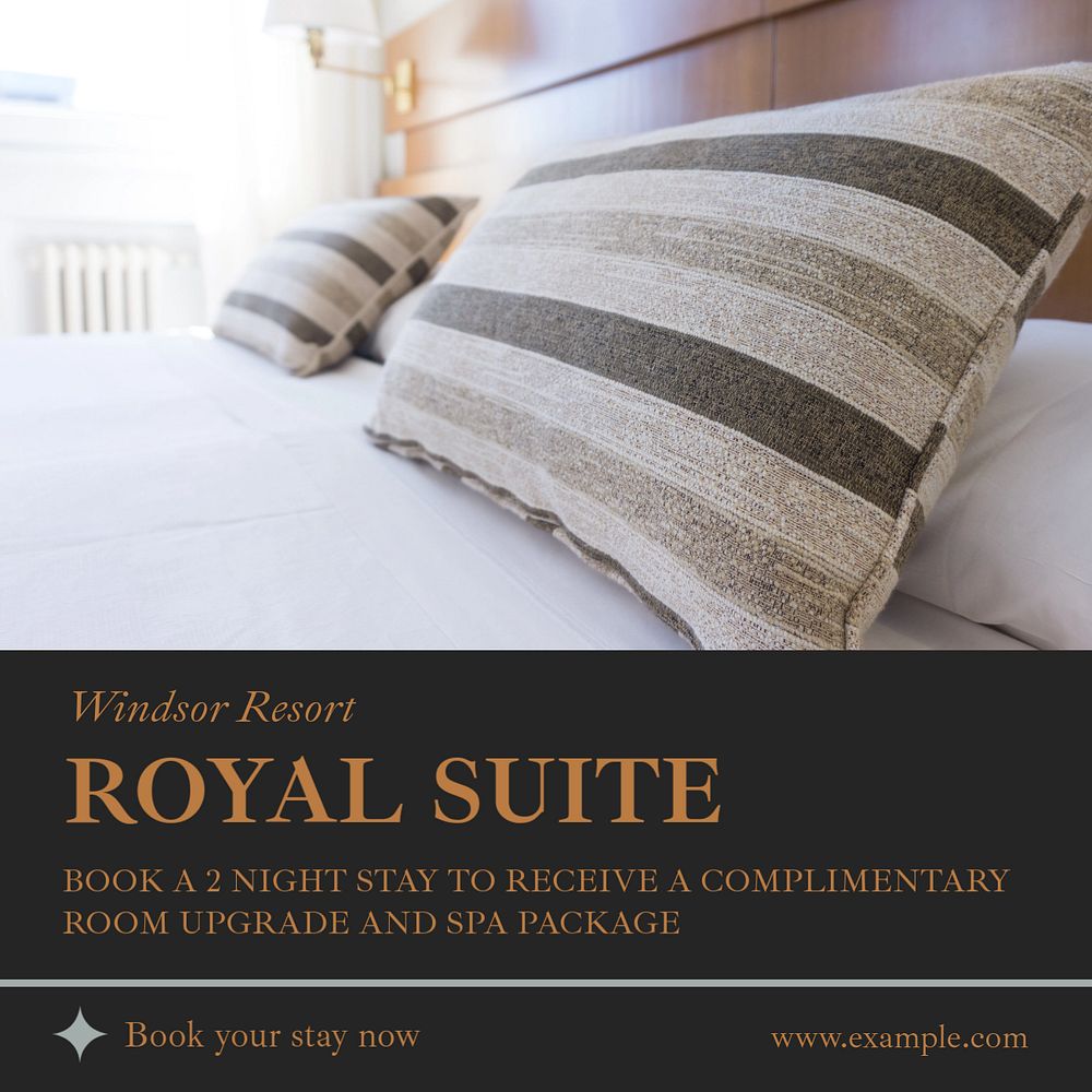 Royal suite Instagram post template, editable text