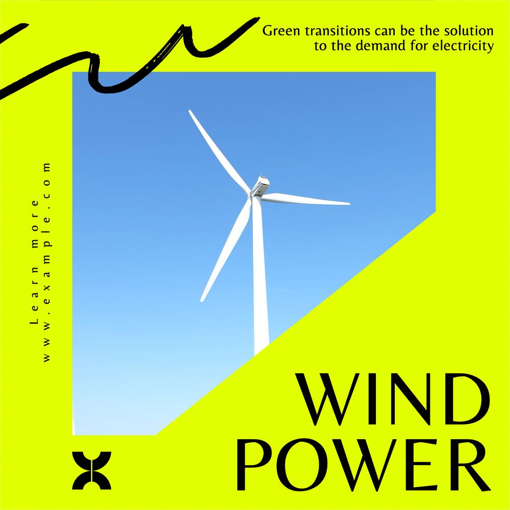 Wind power Instagram post template, editable text