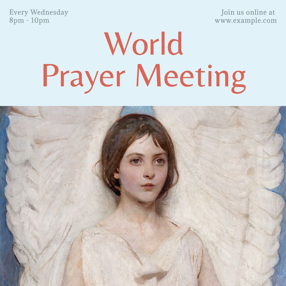 Prayer meeting Instagram post template, editable text