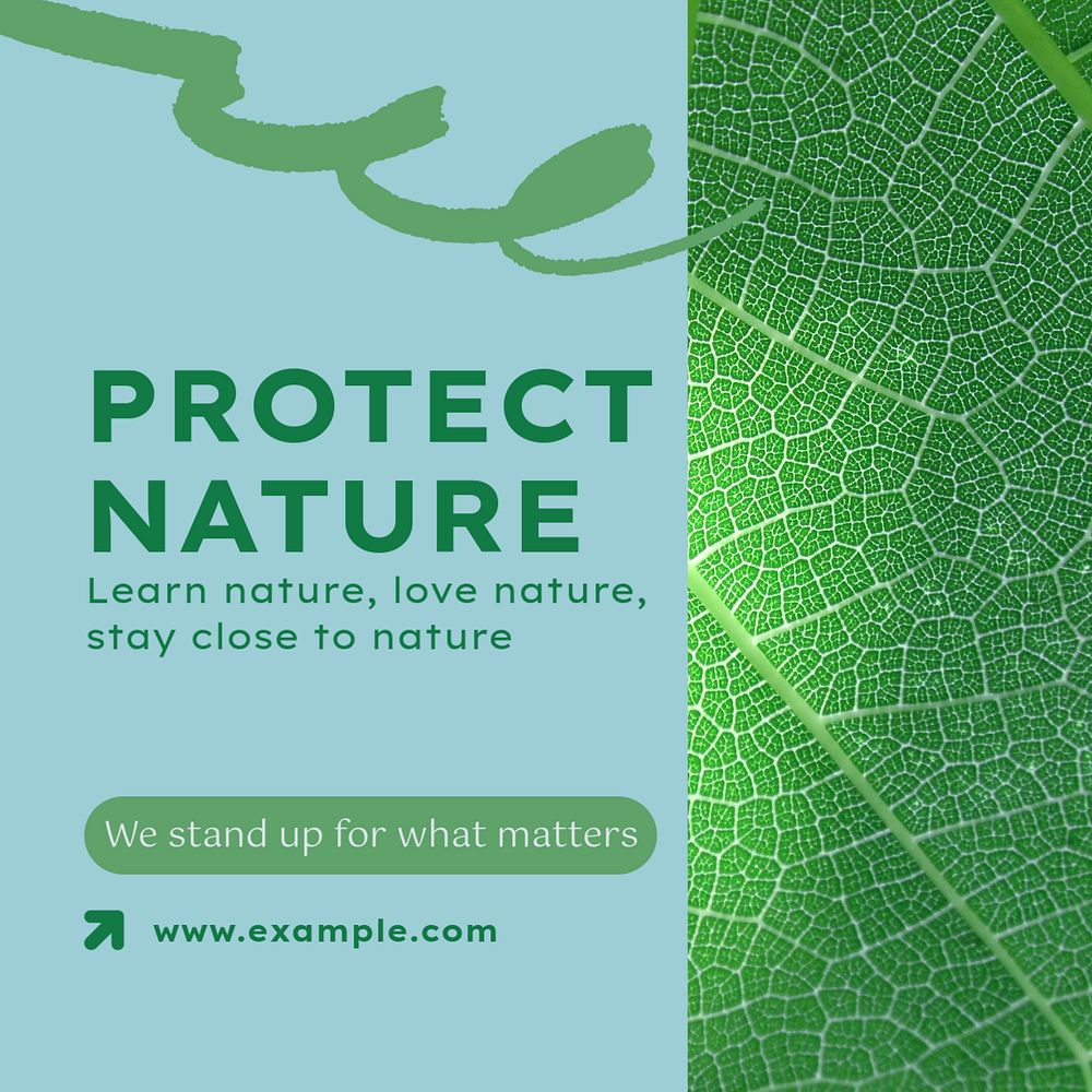 Protect nature Instagram post template, editable text