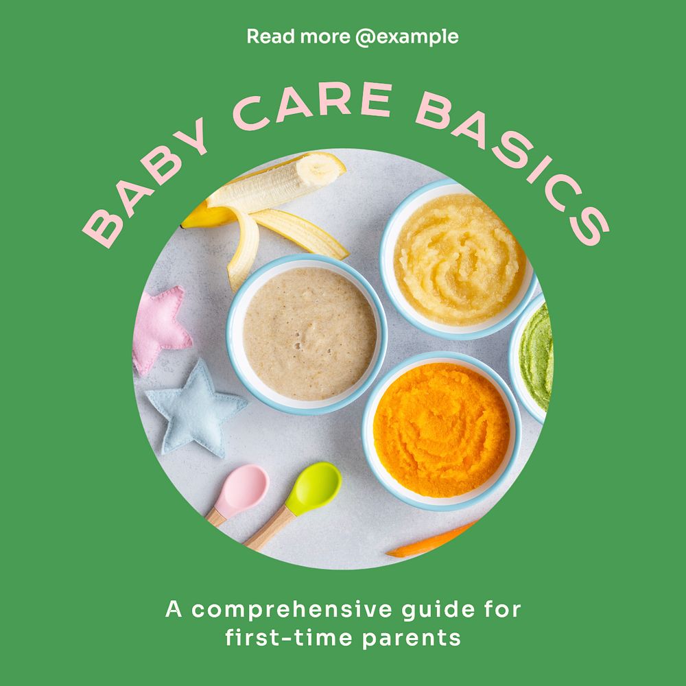 Baby care Instagram post template, editable text