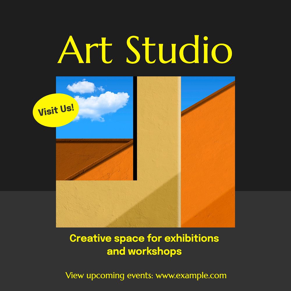 Art studio Instagram post template, editable text