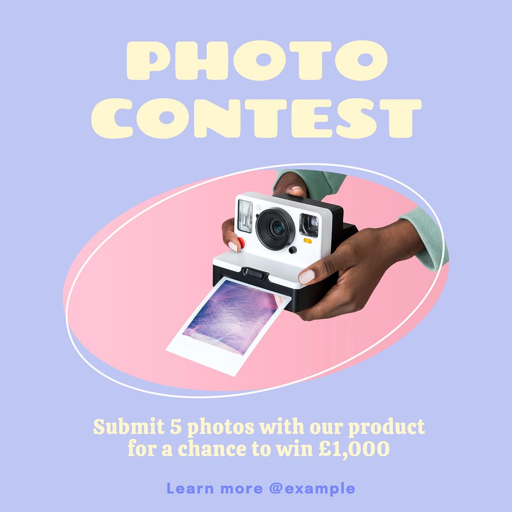 Photo contest Instagram post template, editable text