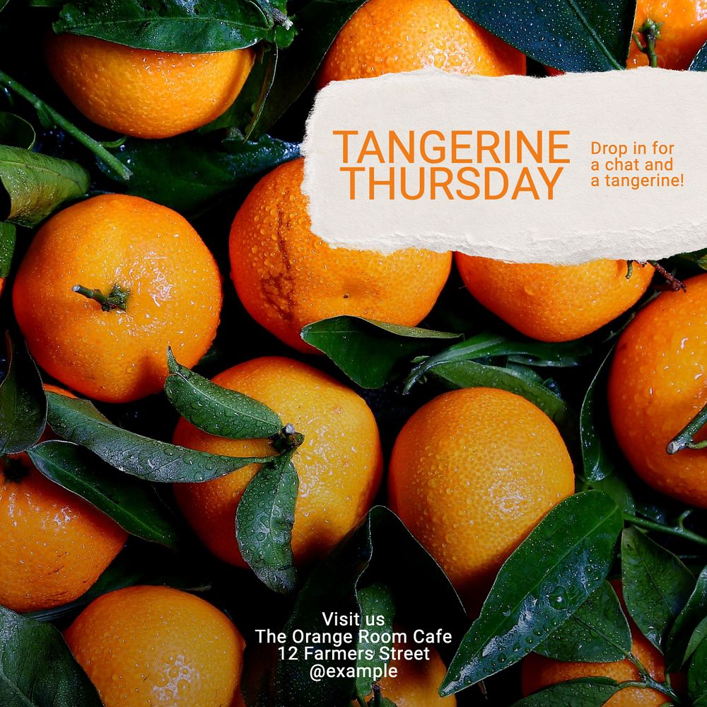 Tangerine Thursday Instagram post template, editable text