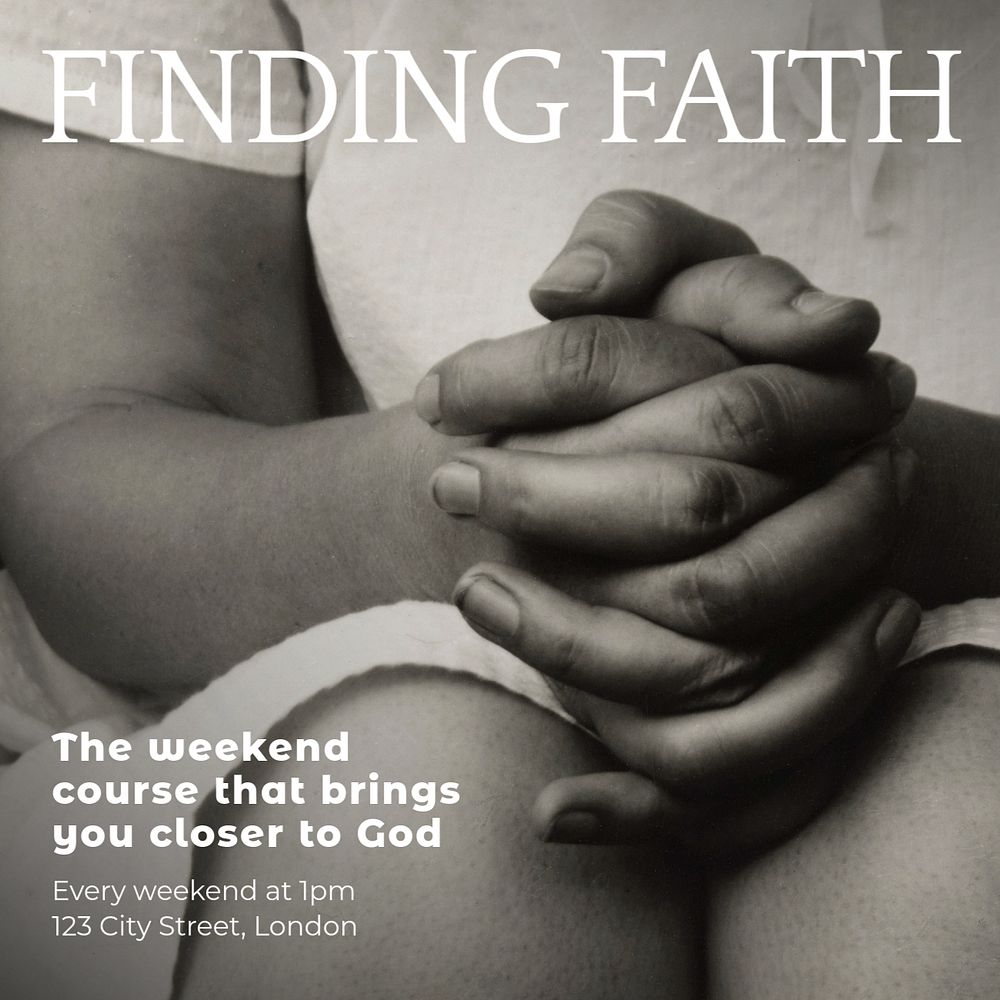 Finding faith Instagram post template, editable text