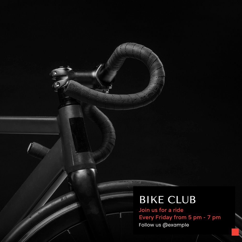 Bike club Instagram post template, editable text