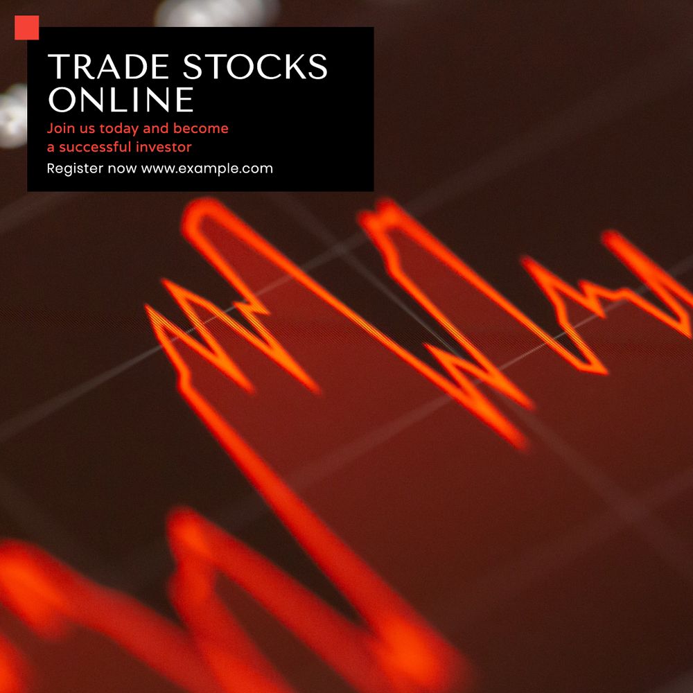 Trade stocks online Instagram post template, editable text