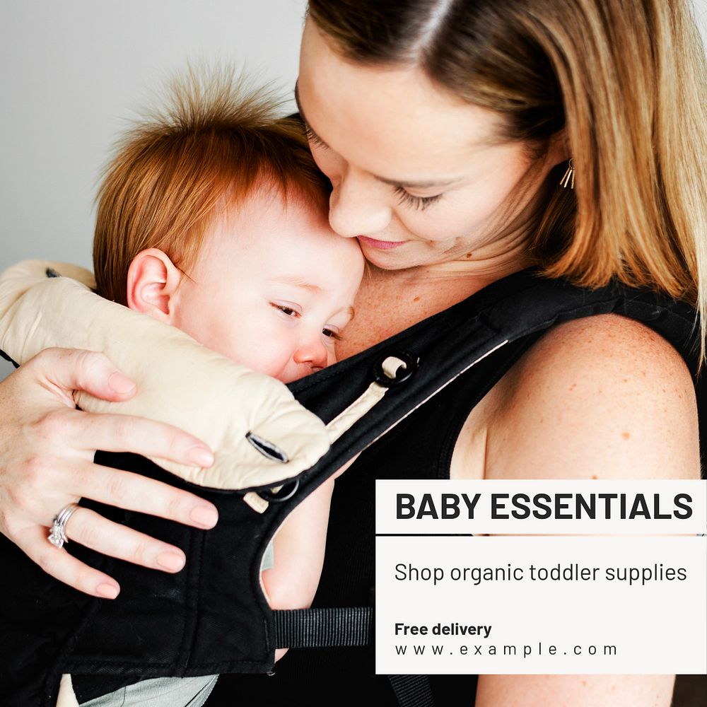 Baby essentials Instagram post template, editable text