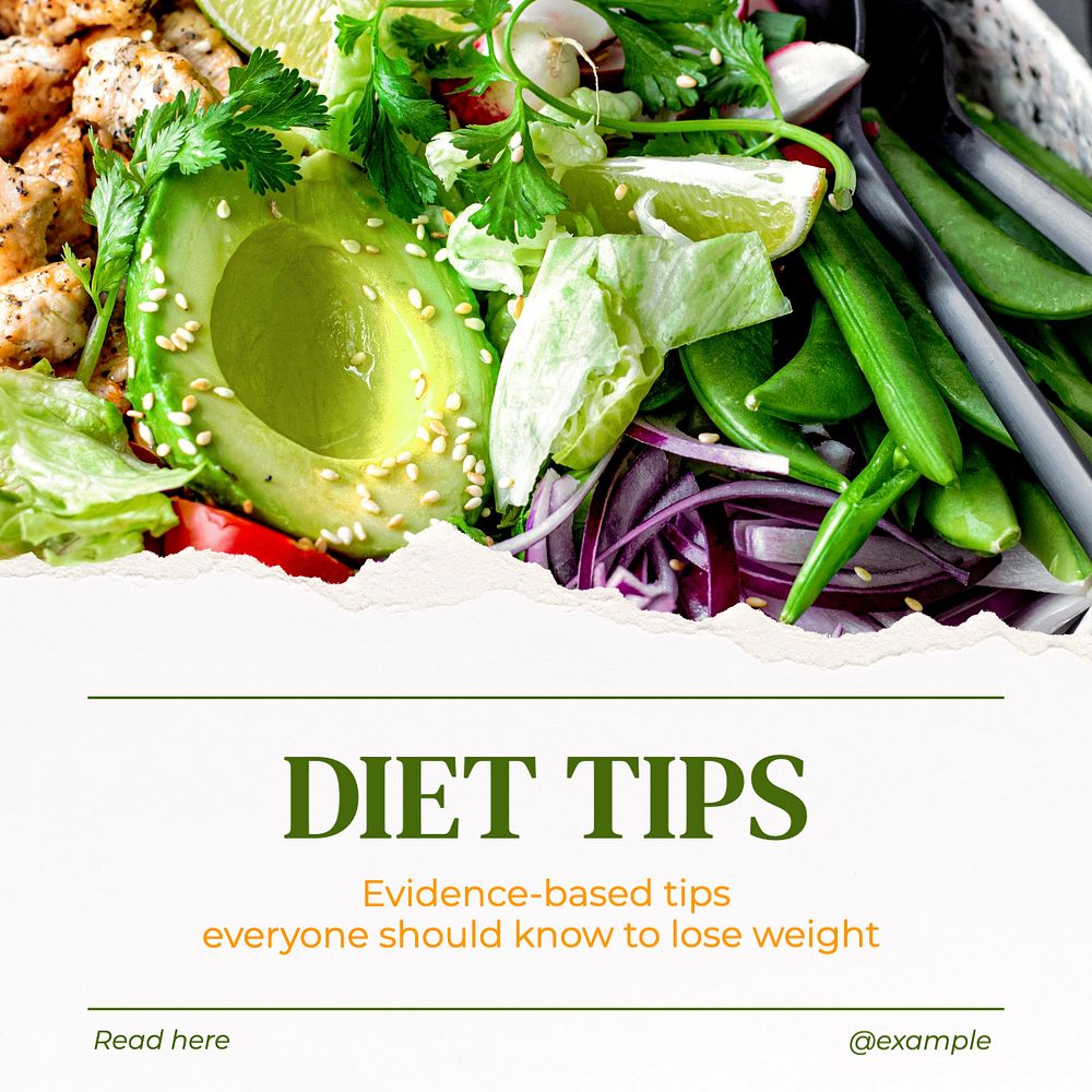 Diet tips Instagram post template, editable text