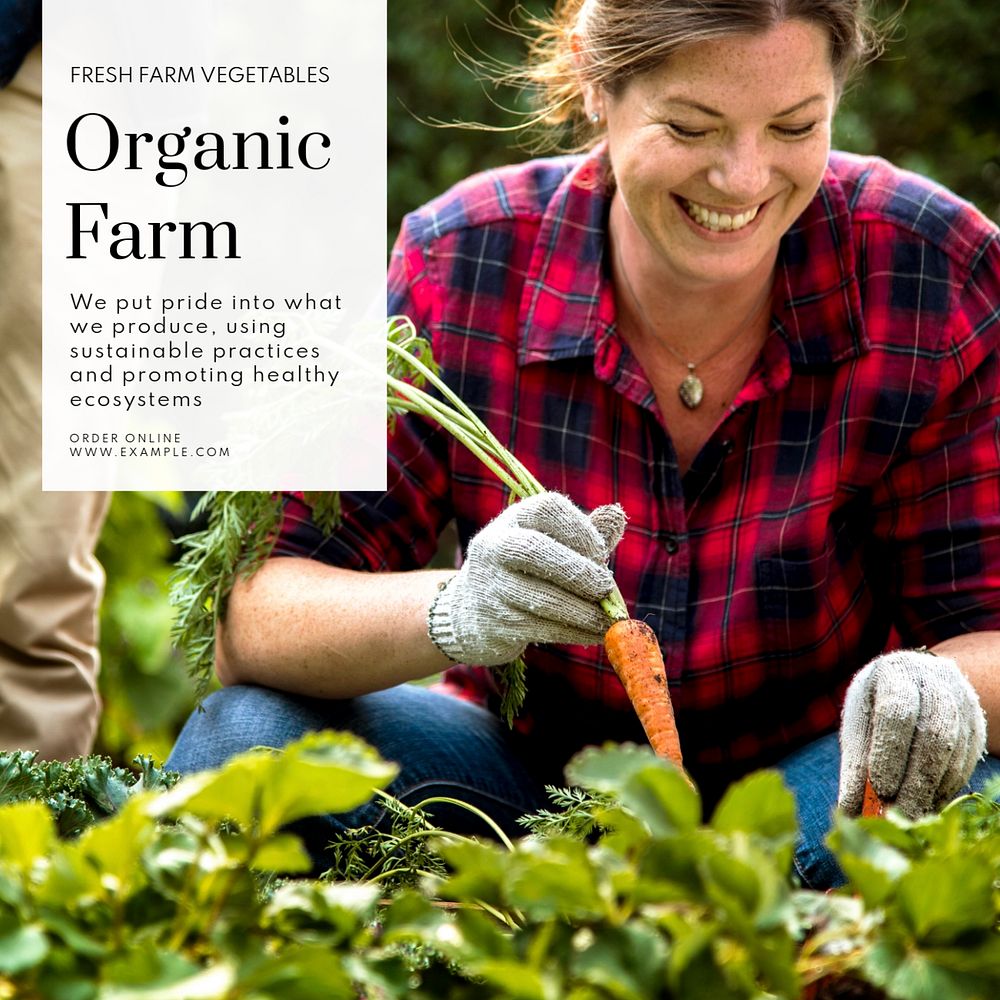 Organic farm Instagram post template, editable text