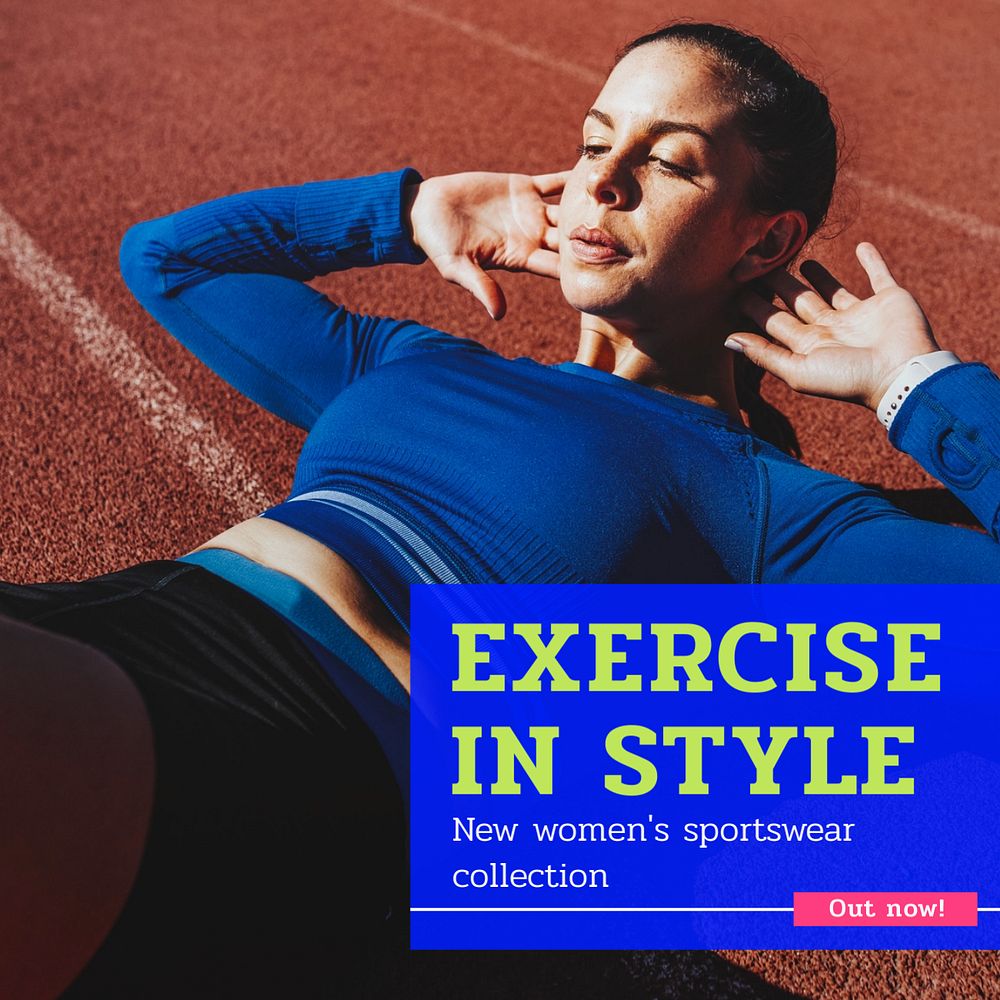 Sportswear collection Instagram post template, editable text