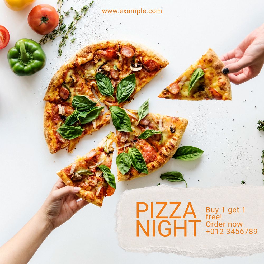 Pizza night Instagram post template, editable text