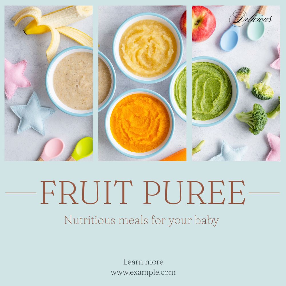 Fruit puree Instagram post template, editable text