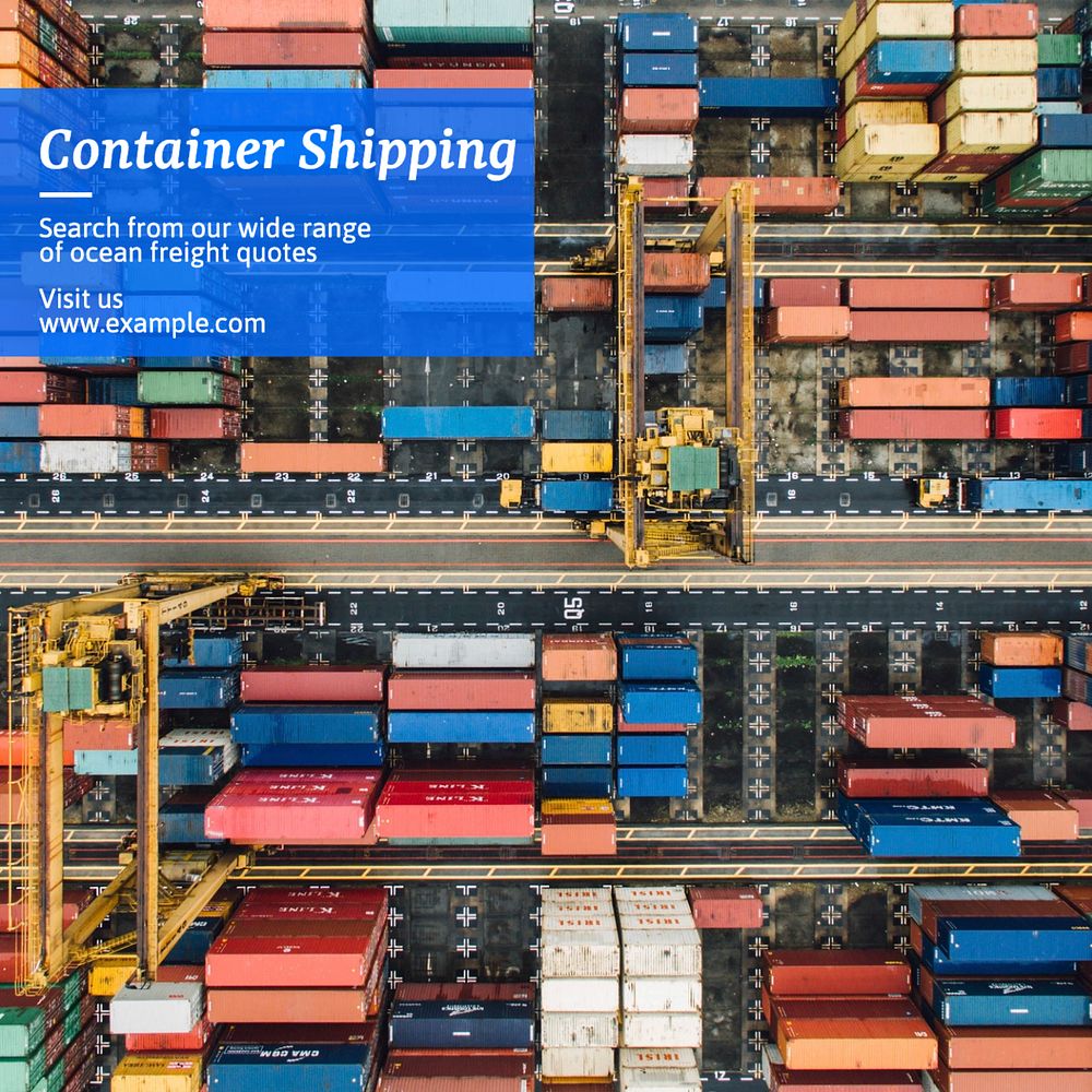 Container shipping Instagram post template, editable text