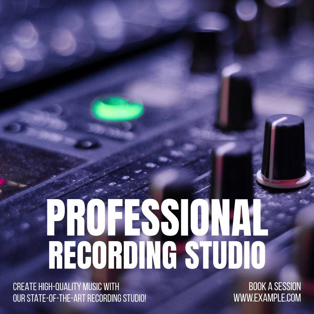 Recording studio Instagram post template, editable text