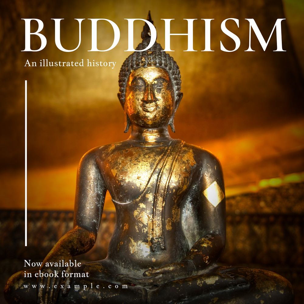 Buddhism history Instagram post template, editable text