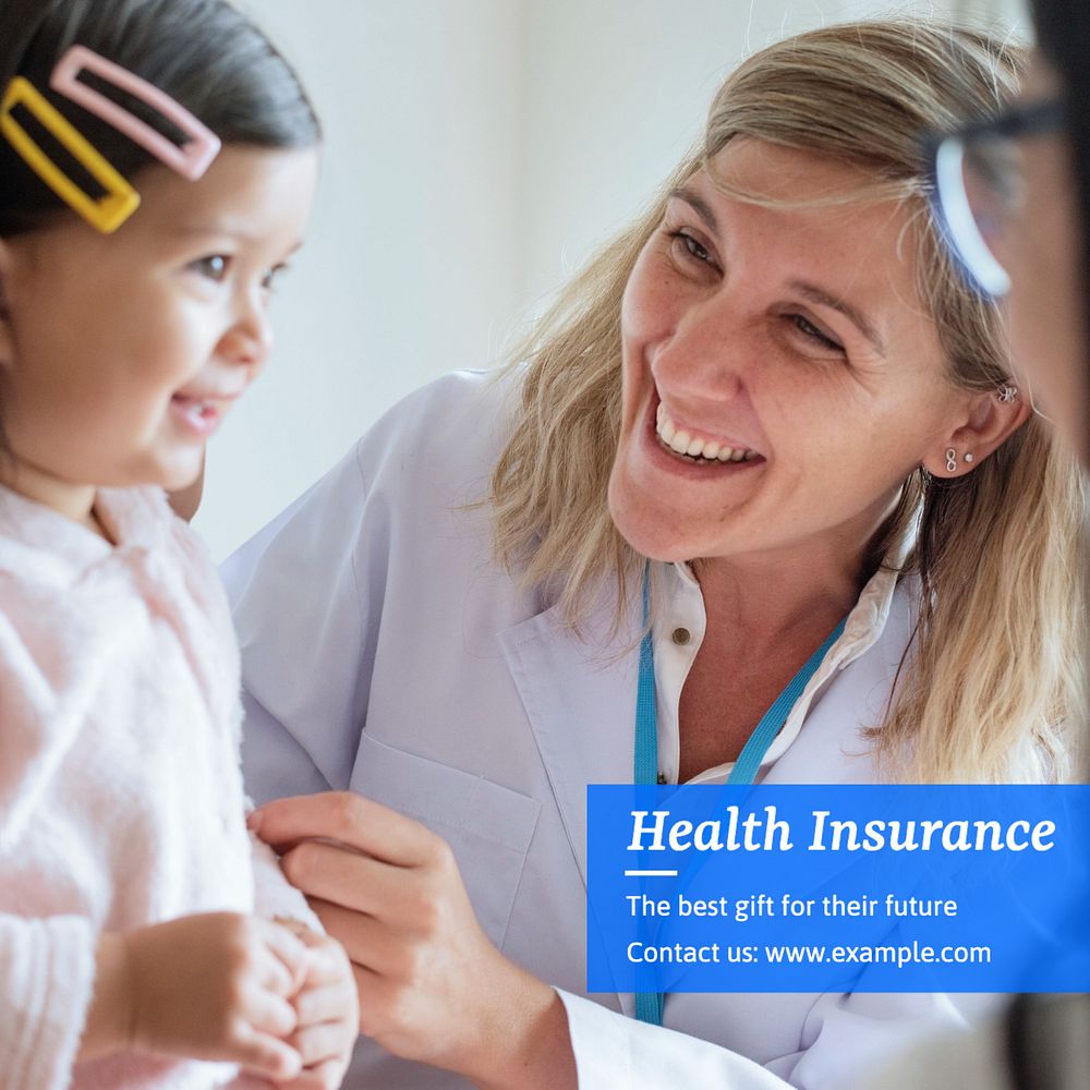 Health insurance Instagram post template, editable text