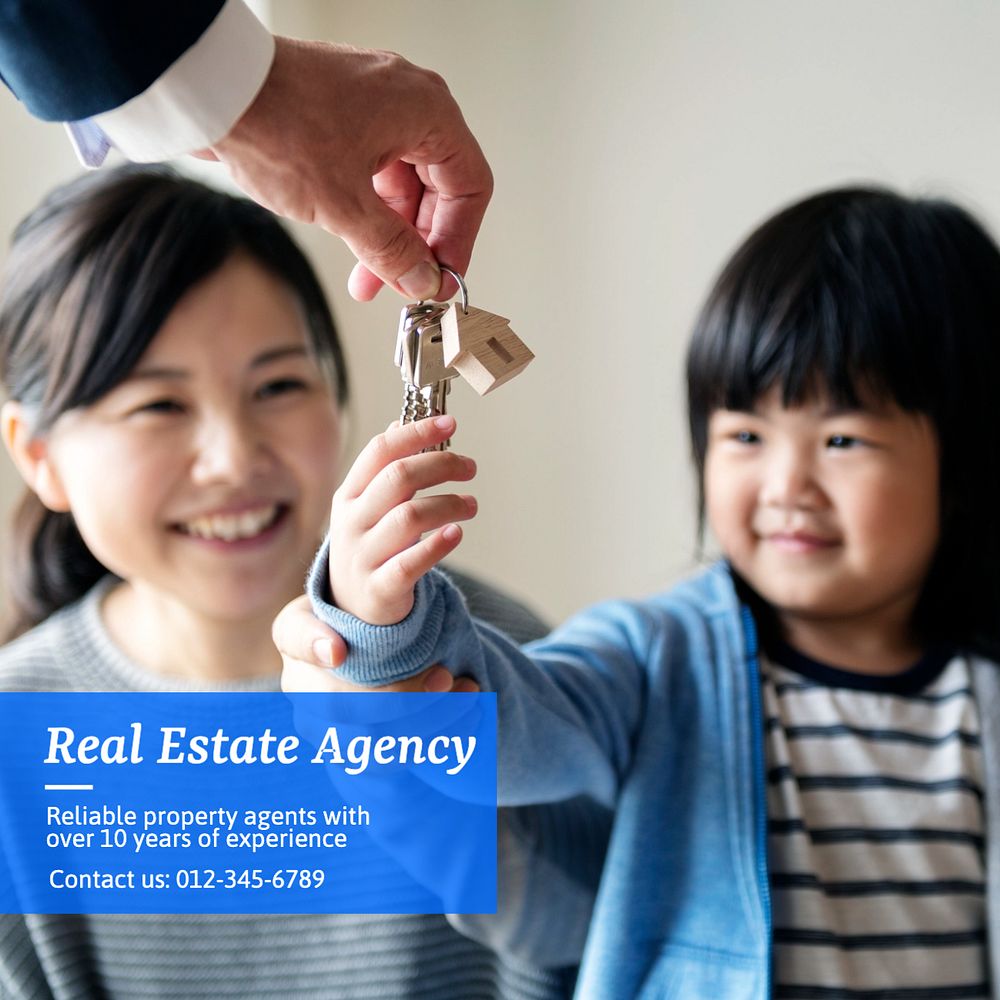 Real estate agency Instagram post template, editable text