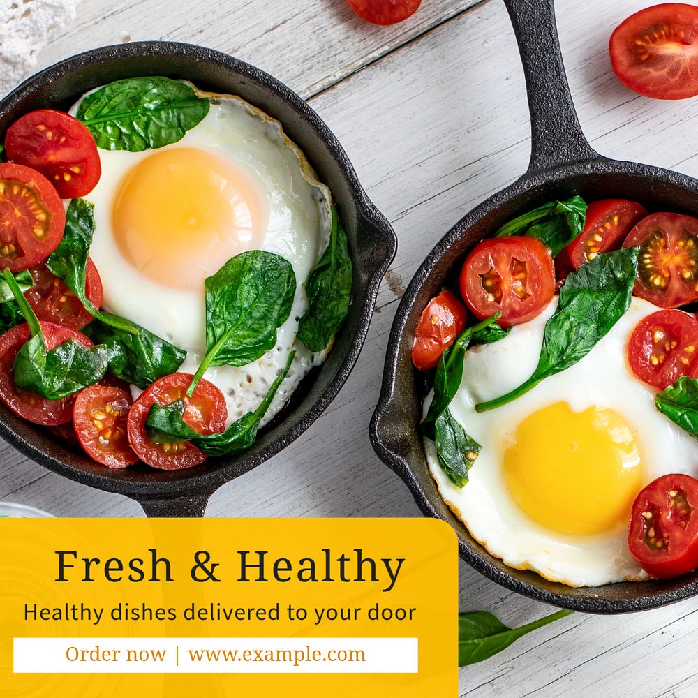 Fresh & healthy food Instagram post template, editable text