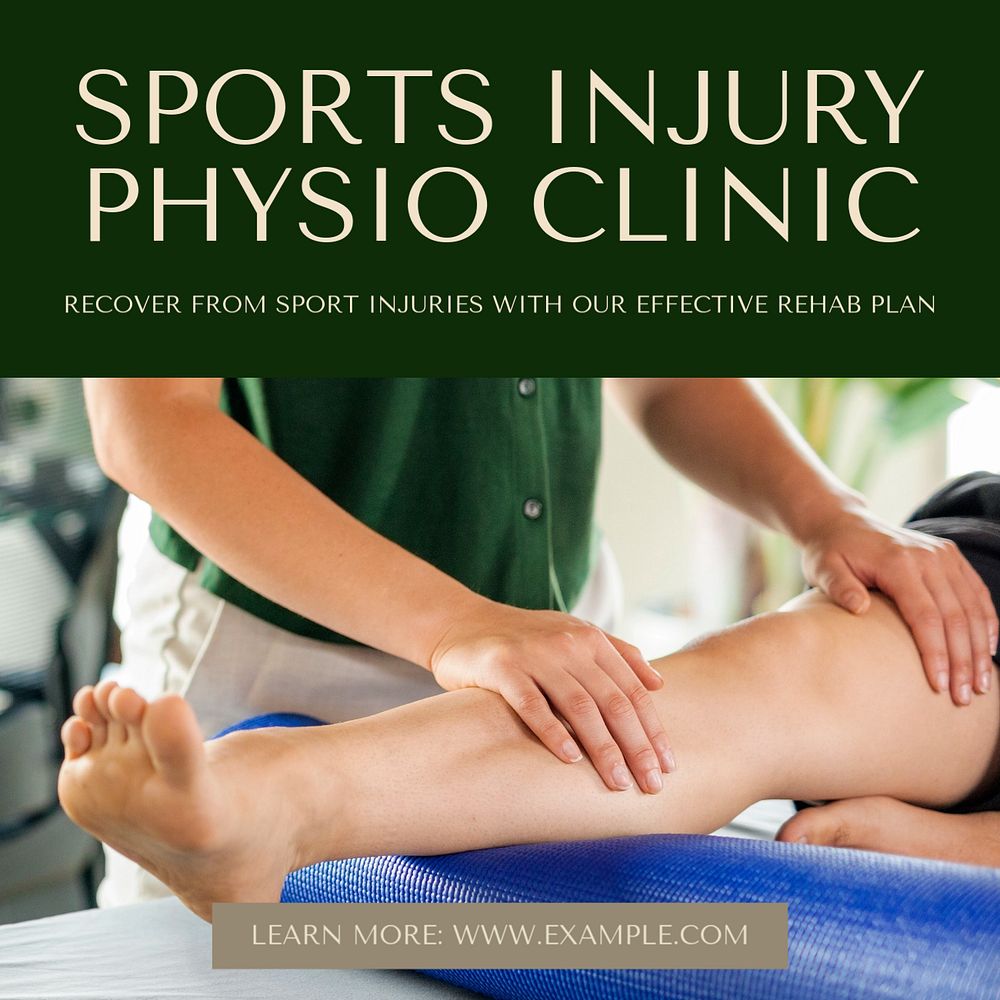 Sports injury physio Instagram post template, editable text