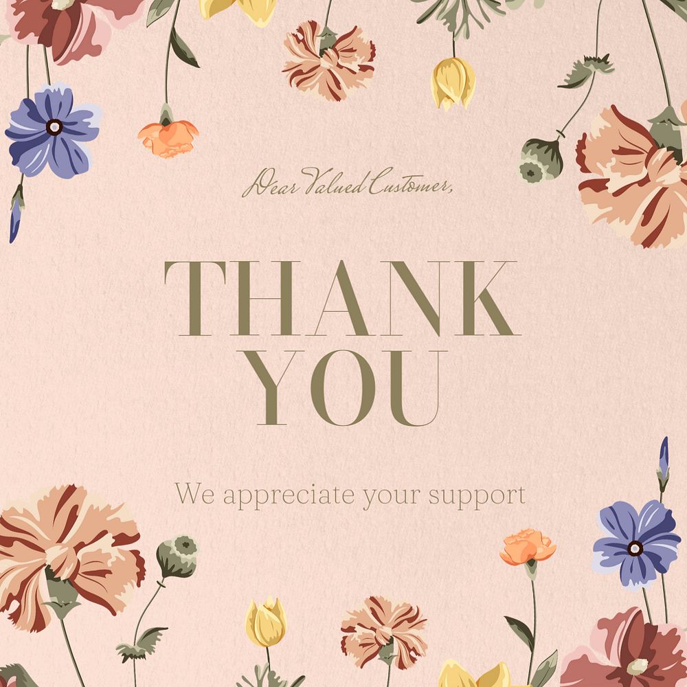 Thank you customer Instagram post template, editable text