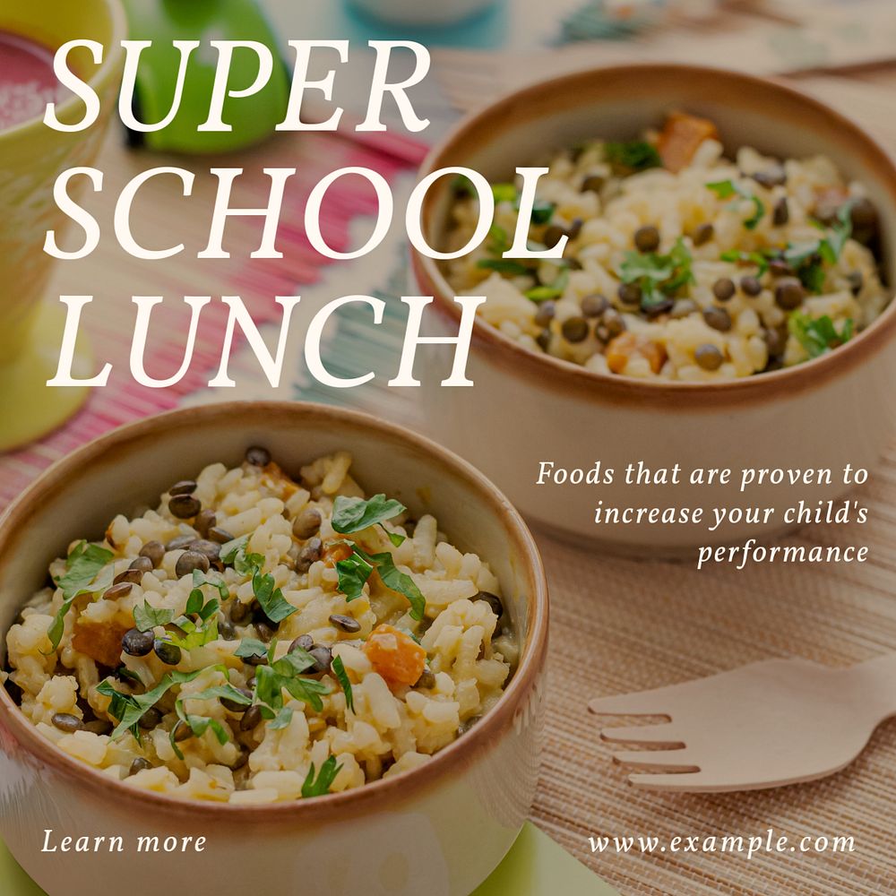 School lunch Instagram post template, editable text