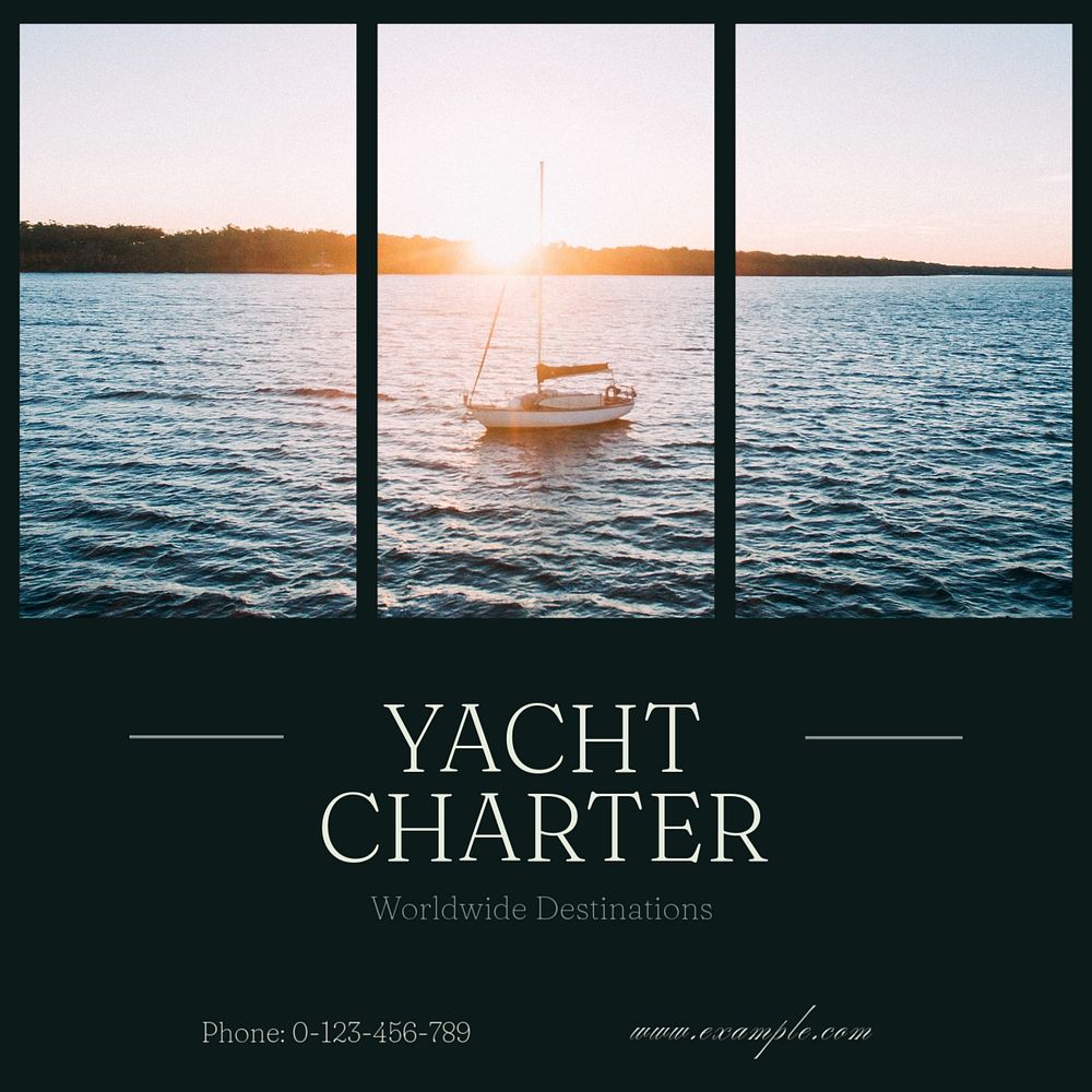 Yacht charter Instagram post template, editable text