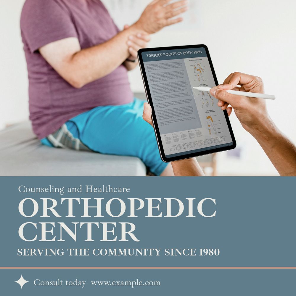 Orthopedic healthcare Instagram post template, editable text