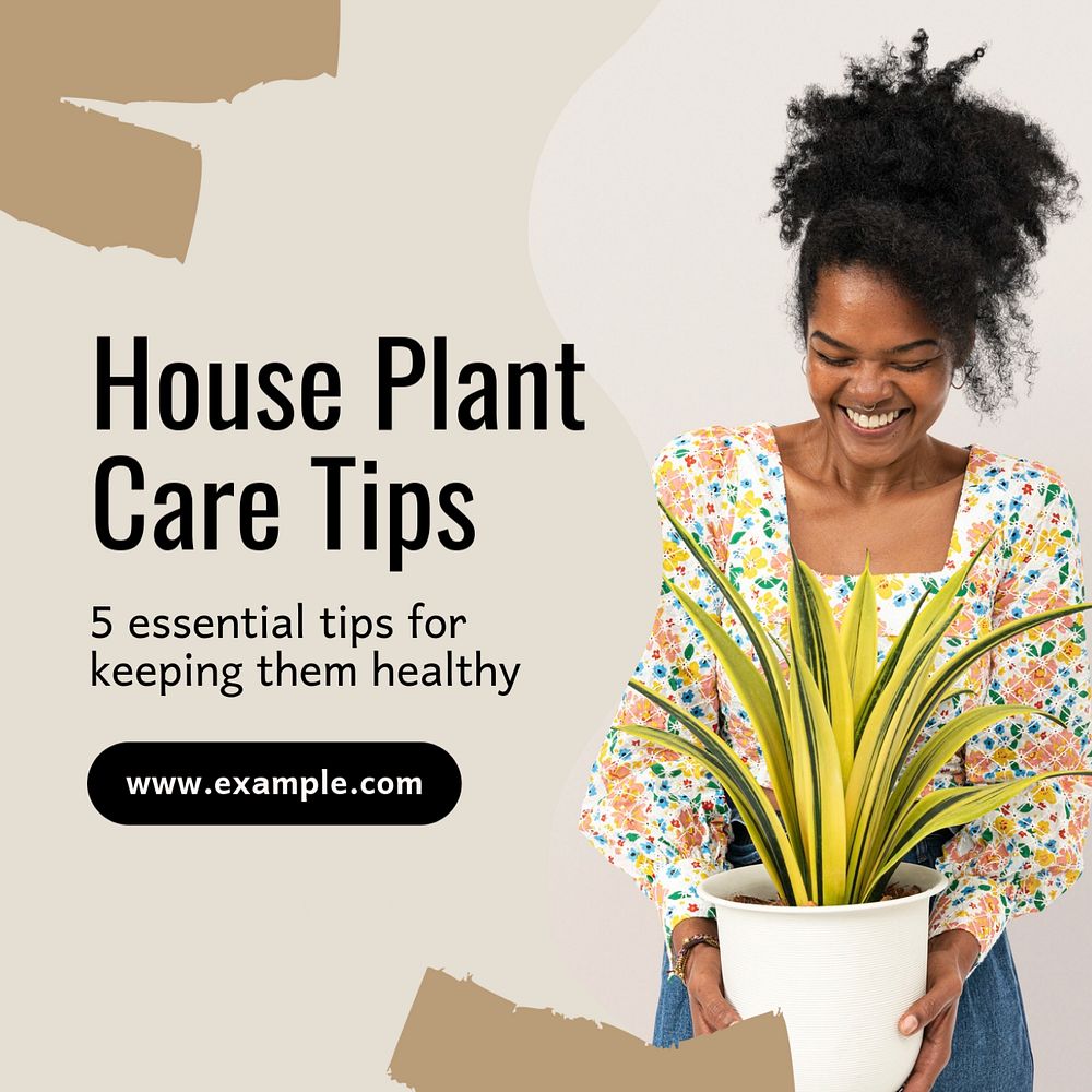 House plant care Instagram post template, editable text