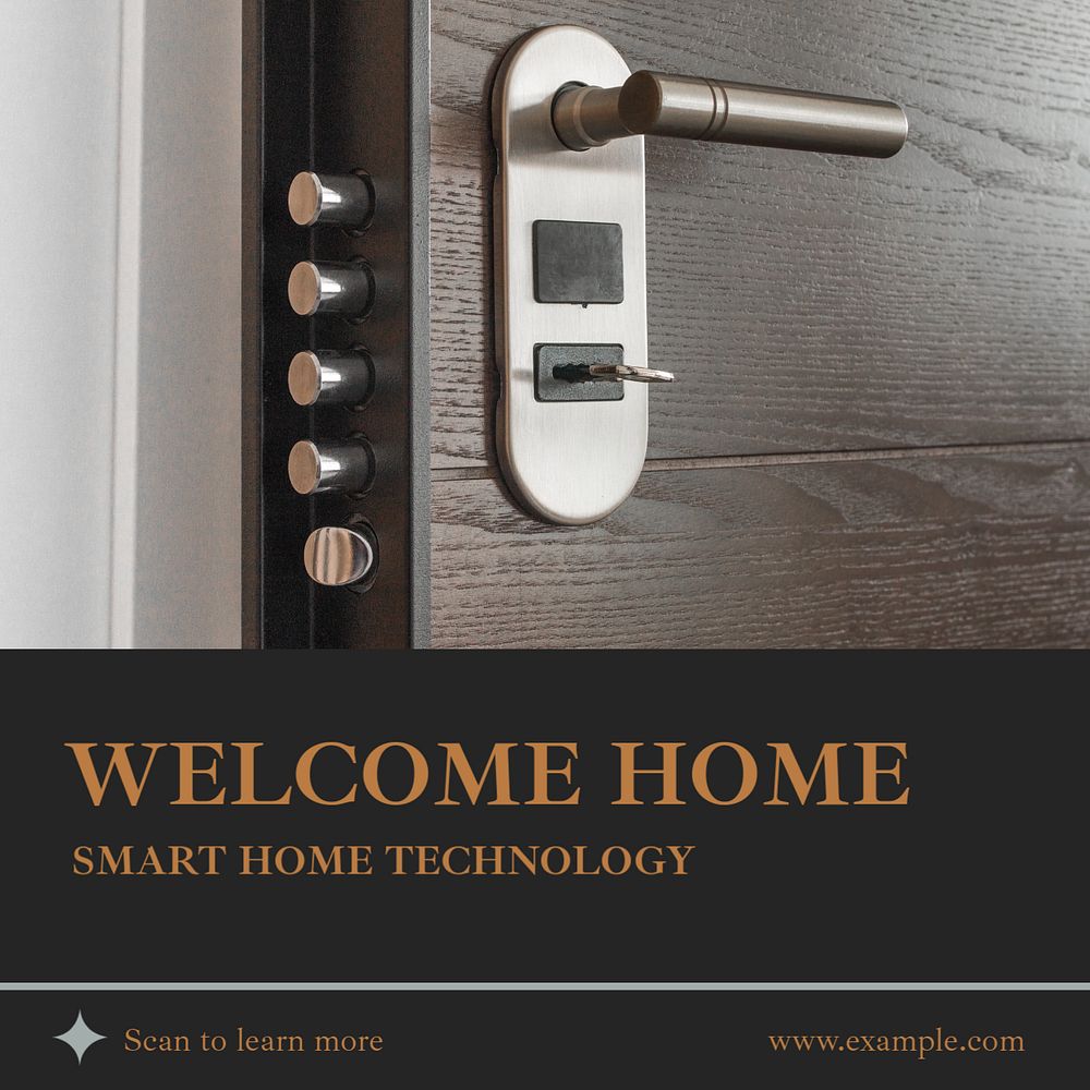 Smart home Instagram post template, editable text