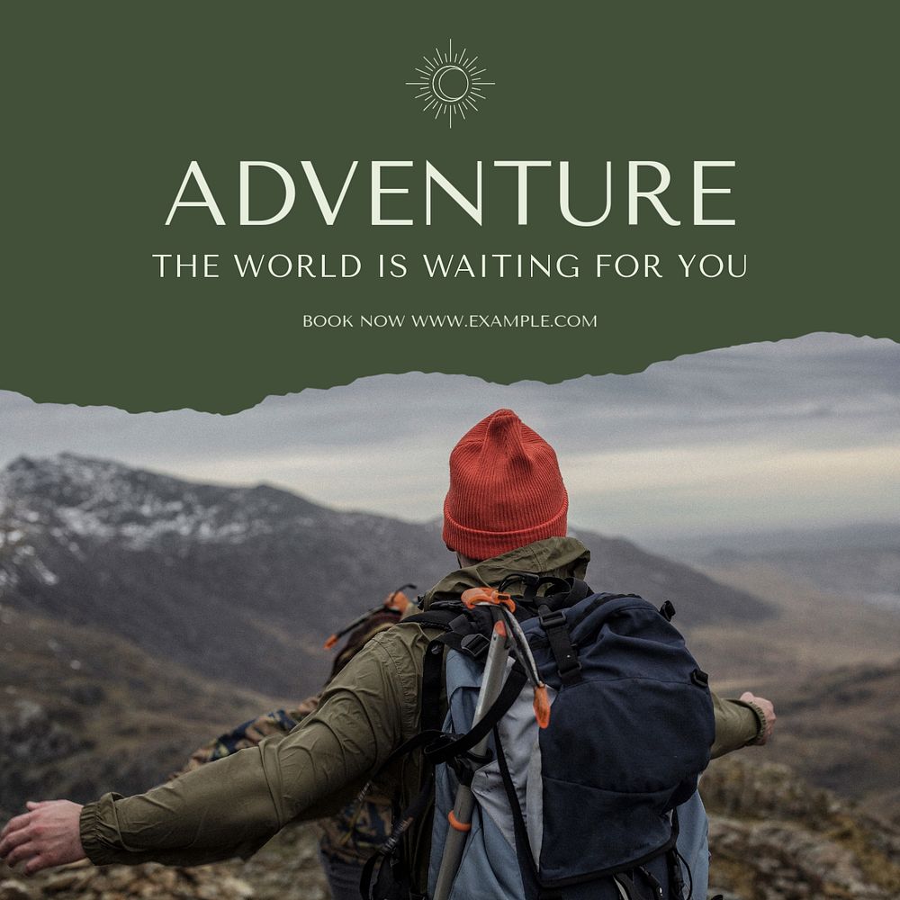 Adventure Instagram post template, editable text