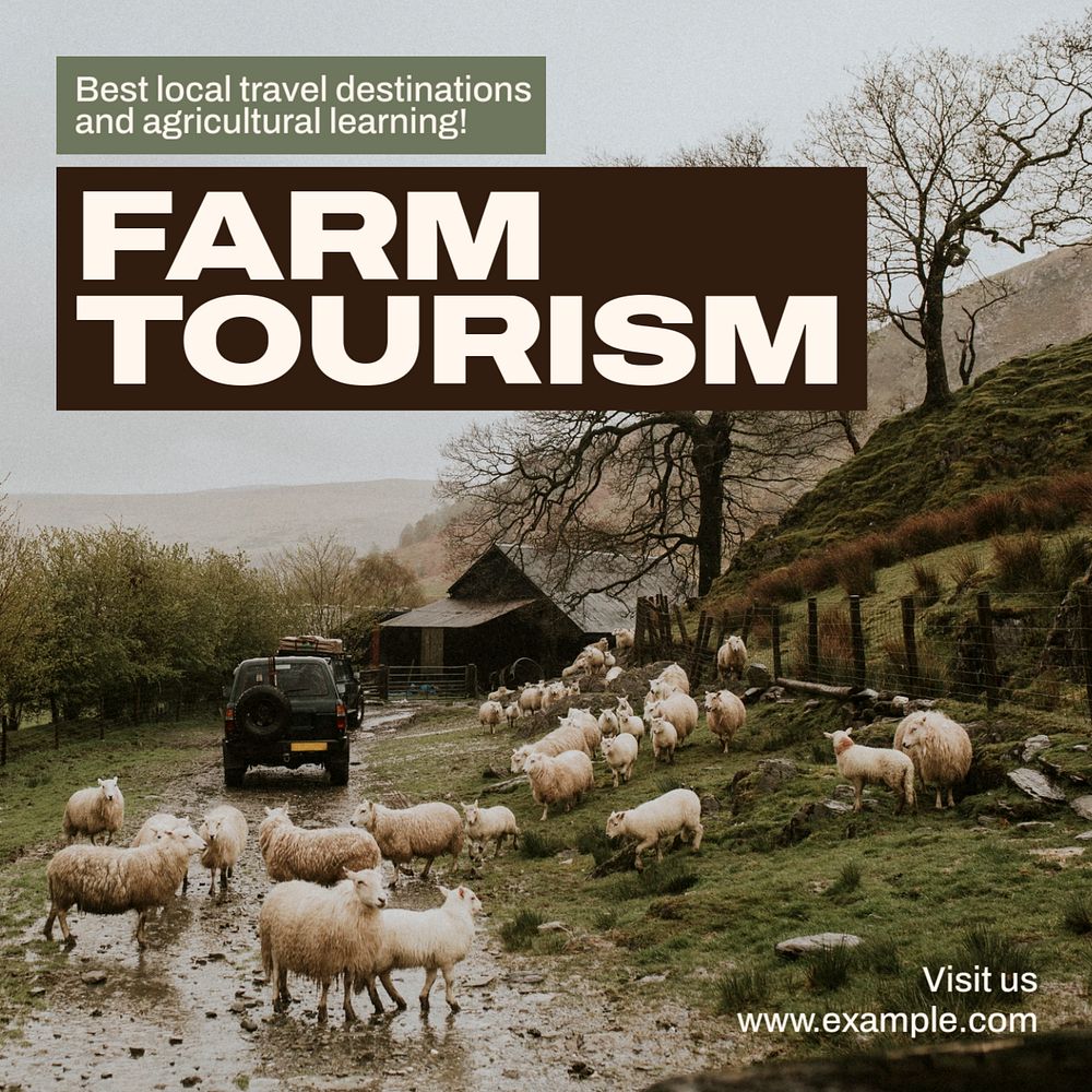 Farm tourism Instagram post template, editable text