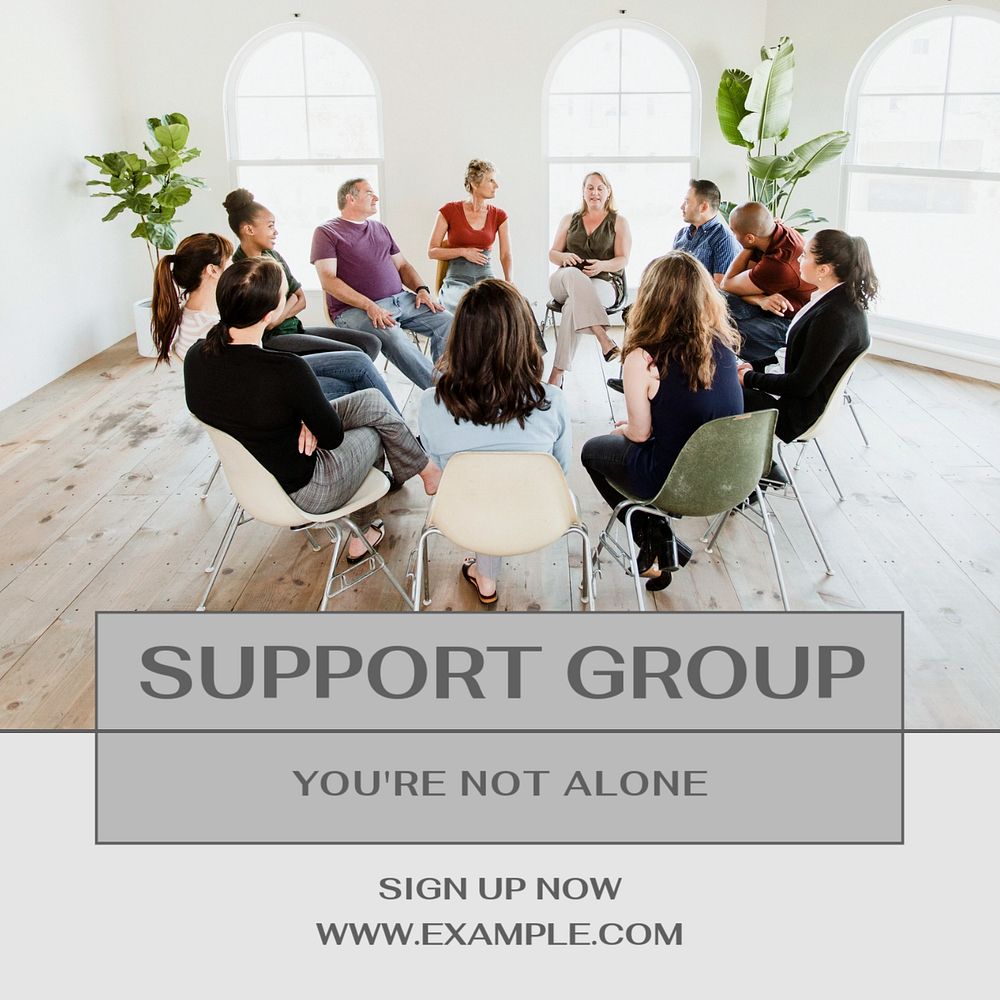 Emotional support group Instagram post template, editable text