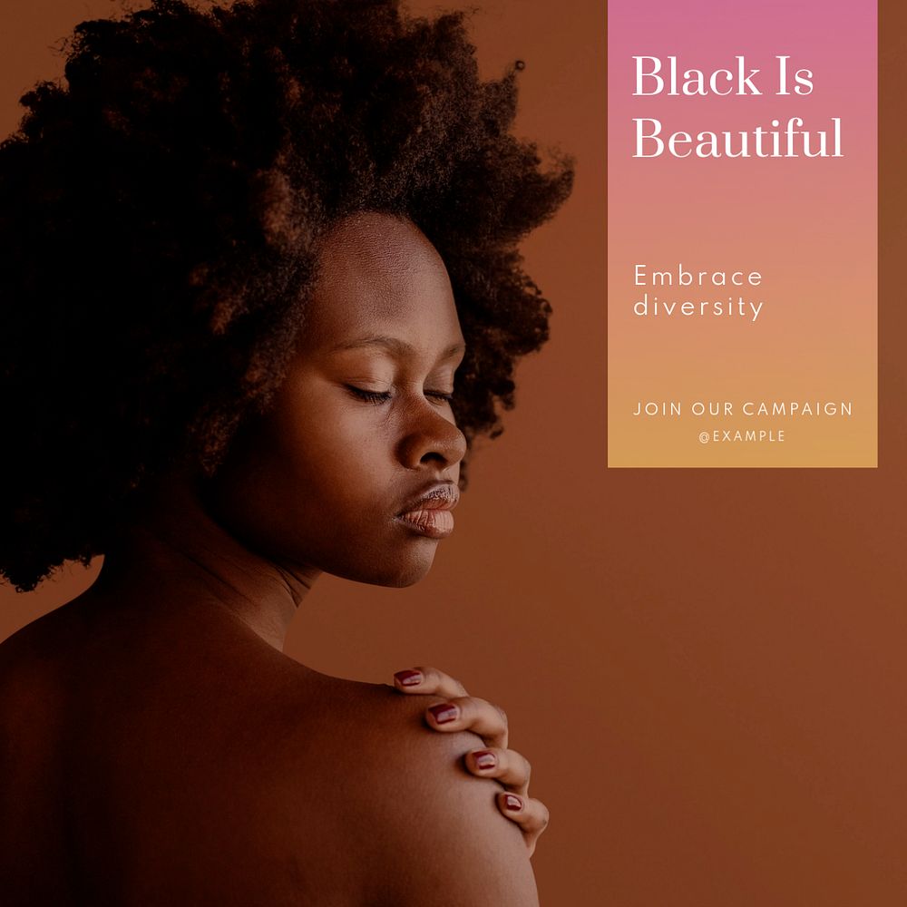 Black is beautiful Instagram post template, editable text