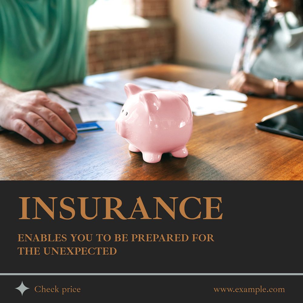 Insurance Instagram post template, editable text