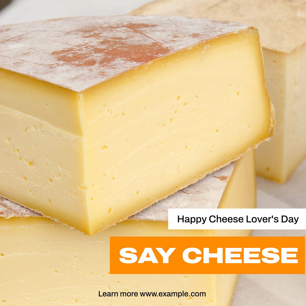 Cheese lover's day Instagram post template, editable text